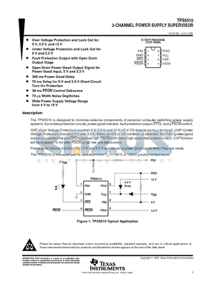 TPS5510 datasheet - 3-CHANNEL POWER SUPPLY SUPERVISOR