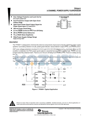TPS5511D datasheet - 3-CHANNEL POWER SUPPLY SUPERVISOR