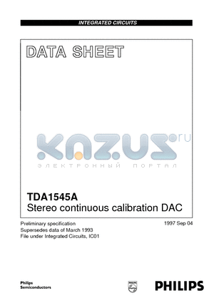 TDA1545 datasheet - Stereo continuous calibration DAC