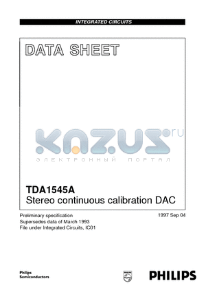TDA1545A datasheet - Stereo continuous calibration DAC
