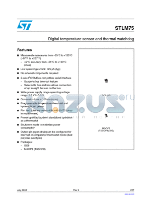 STLM75_08 datasheet - Digital temperature sensor and thermal watchdog