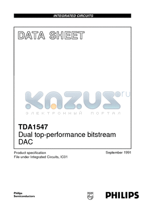 TDA1547 datasheet - Dual top-performance bitstream DAC