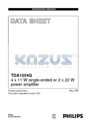 TDA1554 datasheet - 4 x 11 W single-ended or 2 x 22 W power amplifier