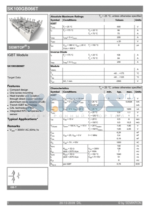 SK100GB066T datasheet - IGBT Module