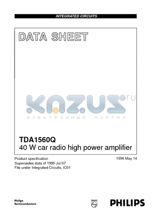 TDA1560Q datasheet - 40 W car radio high power amplifier