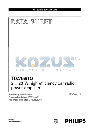 TDA1561 datasheet - 2 x 23 W high efficiency car radio power amplifier
