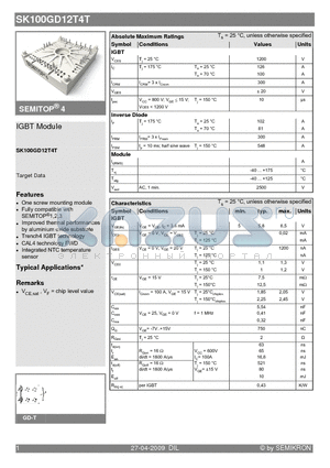 SK100GD12T4T datasheet - IGBT Module