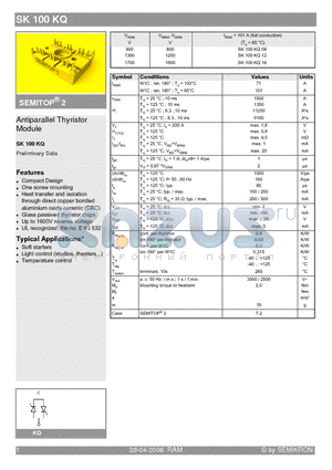 SK100KQ_06 datasheet - Antiparallel Thyristor Module