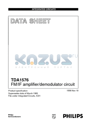 TDA1576 datasheet - FM/IF amplifier/demodulator circuit