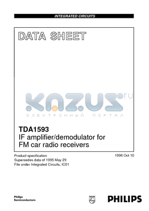 TDA1593T datasheet - IF amplifier/demodulator for FM car radio receivers