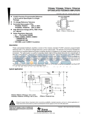 TPS5908 datasheet - TPS5908, TPS5908A, TPS5910, TPS5910A OPTOISOLATED FEEDBACK AMPLIFIERS