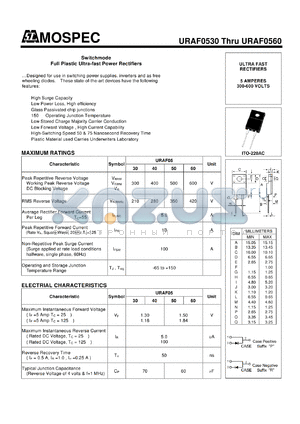 URAF0560 datasheet - Switchmode Full Plastic Ultra-fast Power Rectifiers