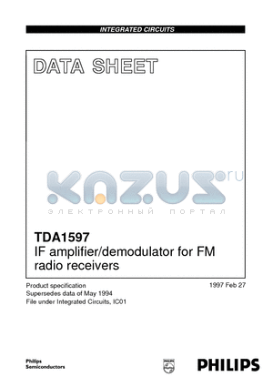 TDA1597 datasheet - IF amplifier/demodulator for FM radio receivers