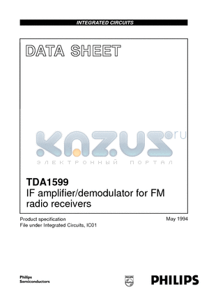 TDA1599T datasheet - IF amplifier/demodulator for FM radio receivers