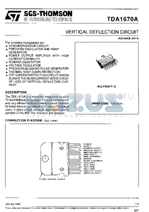 TDA1670A datasheet - VERTICAL DEFLECTION CIRCUIT