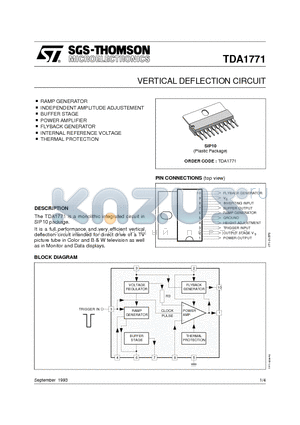 TDA1771 datasheet - VERTICAL DEFLECTION CIRCUIT