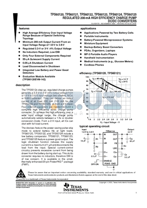 TPS60122PWPG4 datasheet - REGULATED 3.3 V, 200-mA HIGH EFFICIENCY CHARGE PUMP DC/DC CONVERTERS