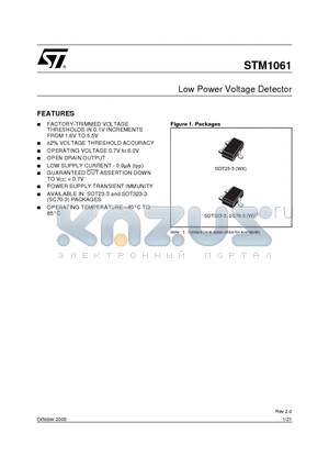 STM1061 datasheet - Low Power Voltage Detector