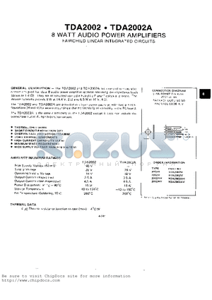 TDA2002V datasheet - 8 WATT AUDIO POWER AMPLIFIERS