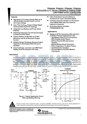 TPS60200DGS datasheet - REGULATED 3.3 V, 100-mA LOW-RIPPLE CHARGE PUMP LOW POWER DC/DC CONVERTERS