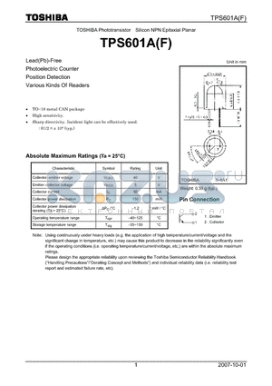 TPS601AF datasheet - Lead(Pb)-Free Photoelectric Counter Position Detection Various Kinds Of Readers