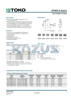 SK107M2N-AE-20 datasheet - FM CERAMIC FILTERS