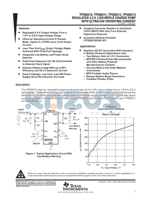 TPS60213DGS datasheet - REGULATED 3.3V LOW RIPPLE CHARGE PUMP WITH ULTRA LOW OPERATING CURRENT