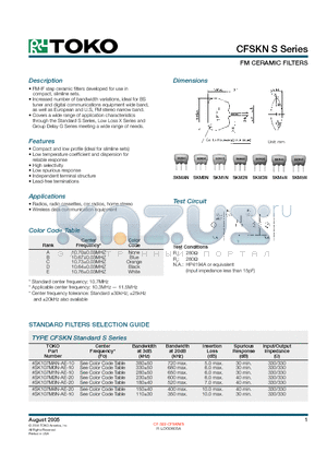 SK107MAN-AE-10 datasheet - FM CERAMIC FILTERS