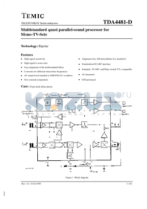 TDA2048 datasheet - Multistandard quasi parallel-sound processor for Mono-TV-Sets