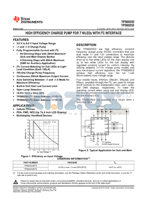 TPS60252RTERG4 datasheet - HIGH EFFICIENCY CHARGE PUMP FOR 7 WLEDs WITH I2C INTERFACE