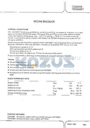 TDA2506T datasheet - SECAM ENCODER