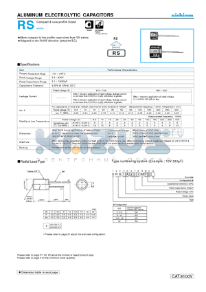 URS0J471MDD datasheet - ALUMINUM ELECTROLYTIC CAPACITORS