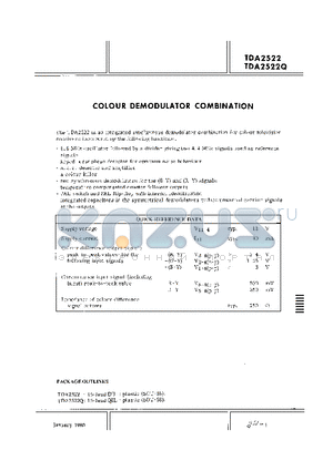 TDA2522Q datasheet - COLOUR DEMODULATOR COMBINATION