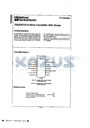 TDA2530Q datasheet - R G B MATRIX PREAMPLIFIER WITH CLAMPS