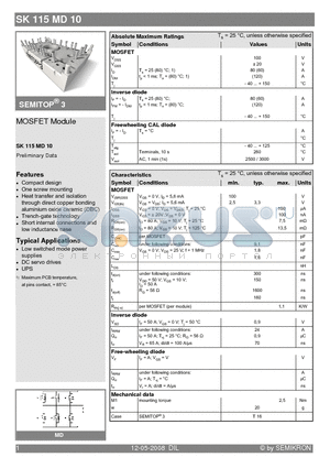 SK115MD10 datasheet - MOSFET Module