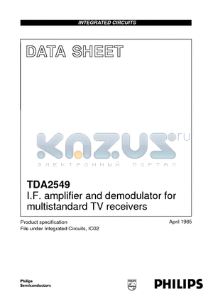 TDA2549 datasheet - I.F. amplifier and demodulator for multistandard TV receivers