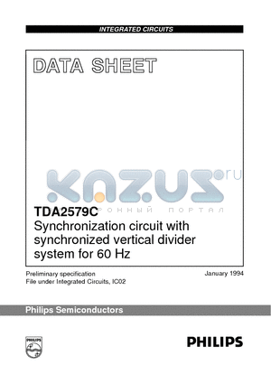 TDA2579C datasheet - Synchronization circuit with synchronized vertical divider system for 60 Hz