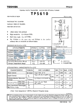 TPS610 datasheet - SILICON NPN EPITAXIAL PLANAR