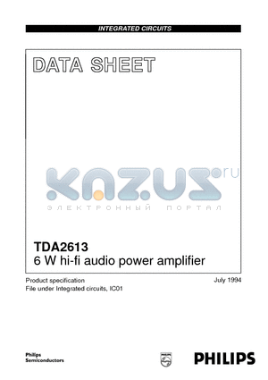 TDA2613 datasheet - 6 W hi-fi audio power amplifier