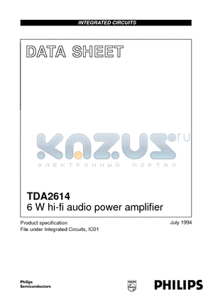 TDA2614 datasheet - 6 W hi-fi audio power amplifier