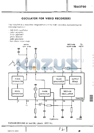 TDA2700 datasheet - OSCILLATOR FOR VIDEO RECORDERS