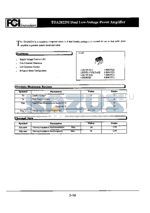 TDA2822A datasheet - DUAL LOW-VOLTAGE POWER AMPLIFIER