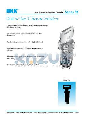 SK12ADW01 datasheet - Low & Medium Security Keylocks