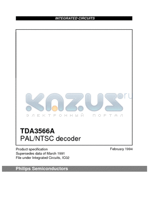 TDA3566A datasheet - PAL/NTSC decoder