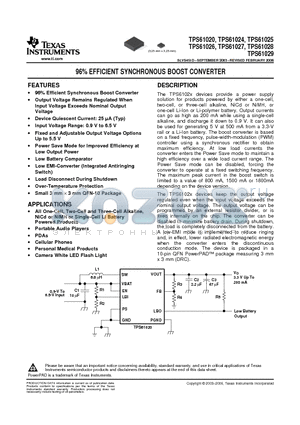TPS61029DRCRG4 datasheet - 96% EFFICIENT SYNCHRONOUS BOOST CONVERTER