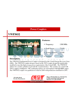 VWP3032 datasheet - Power Couplers