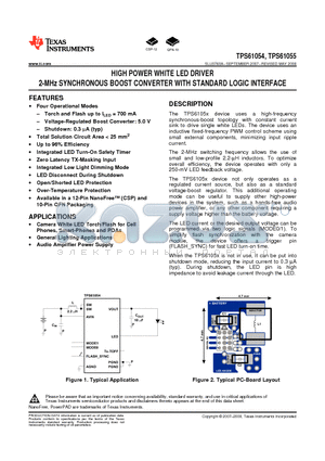 TPS61055DRCR datasheet - HIGH POWER WHITE LED DRIVER 2-MHz SYNCHRONOUS BOOST CONVERTER WITH STANDARD LOGIC INTERFACE