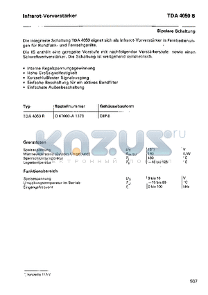 TDA4050 datasheet - Infrarot-Vorverstarker