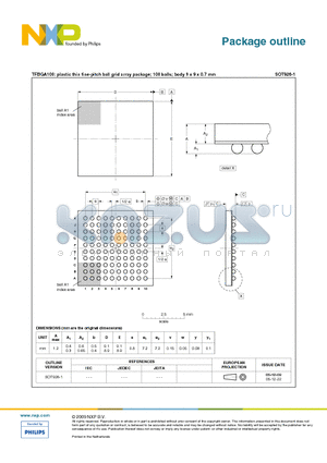 SOT926-1 datasheet - plastic thin fine-pitch ball grid array package; 100 balls; body 9 x 9 x 0.7 mm