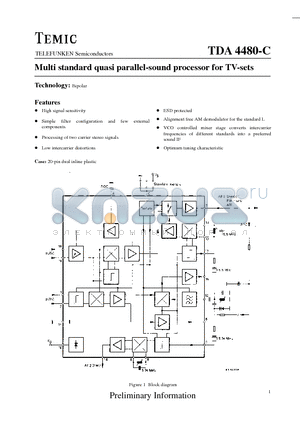 TDA4480-C datasheet - Multi standard quasi parallel-sound processor for TV-sets